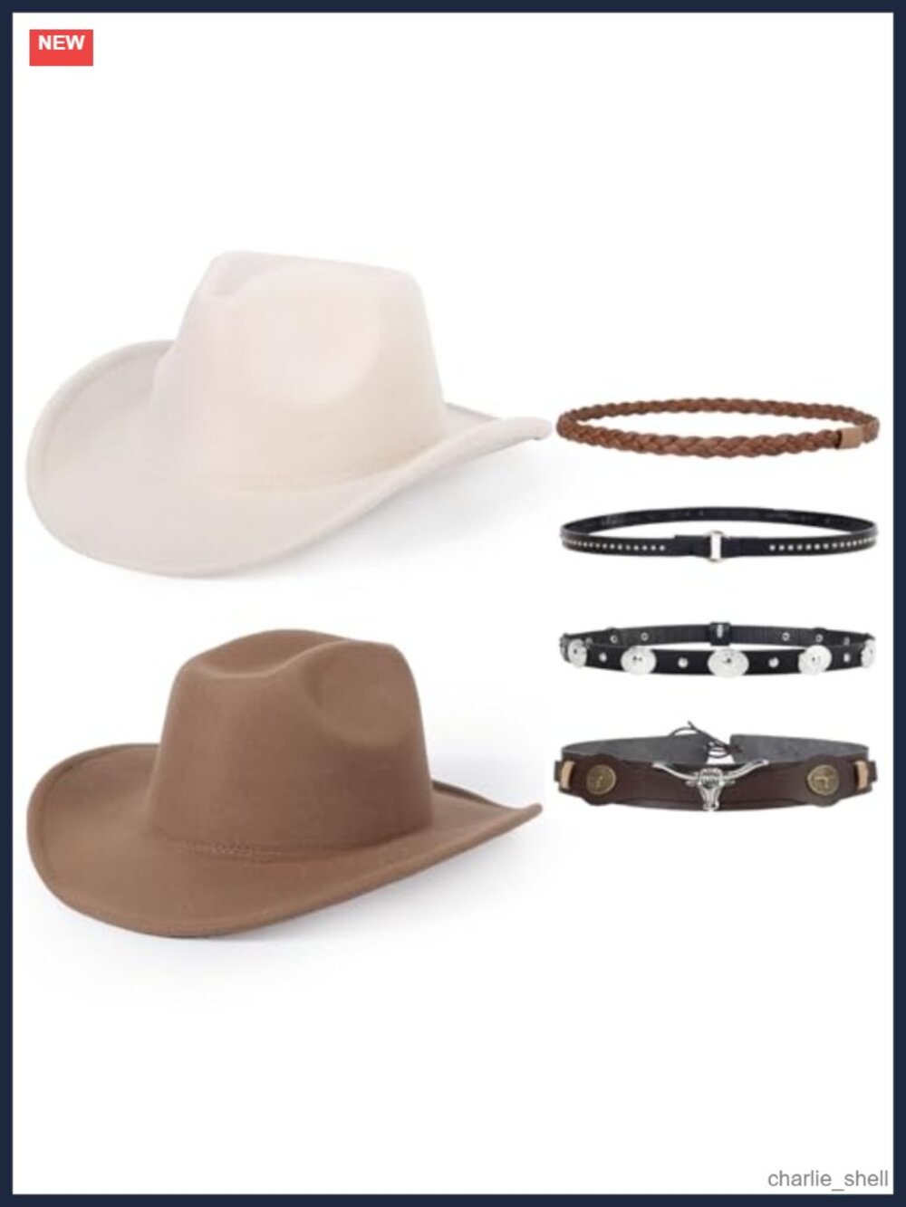 2 Pack Western Cowboy Hats 4 Interchangeable Bands One Size